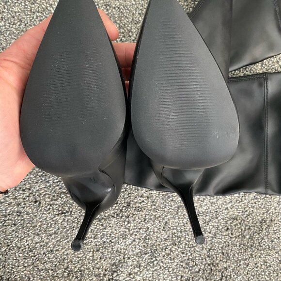 Steve Madden Vava Thigh High Black Leather Stiletto Boots - Picture 4 of 5